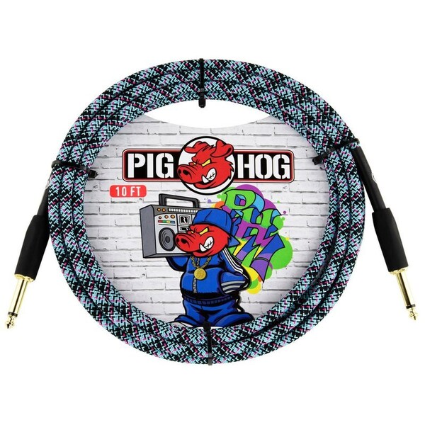 Pig Hog ''Blue Graffiti'' Instrument Cable, 10-Feet Straight PCH10GBL - main