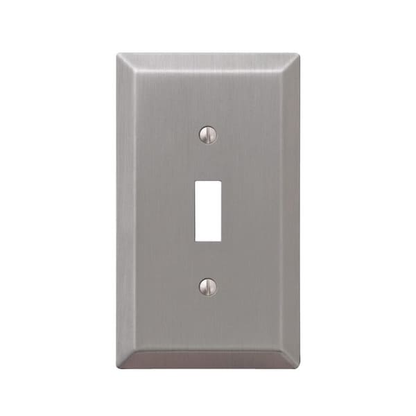 American Tack & Hardware Amerelle Wallplate, 4-15/16 in L, 2-7/8 in W, 1 -Gang, Steel, Brushed Nickel 163TBN - main