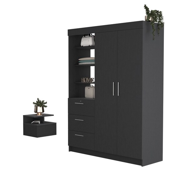 Homeroots Two Piece Black Bedroom Set 526362 - main