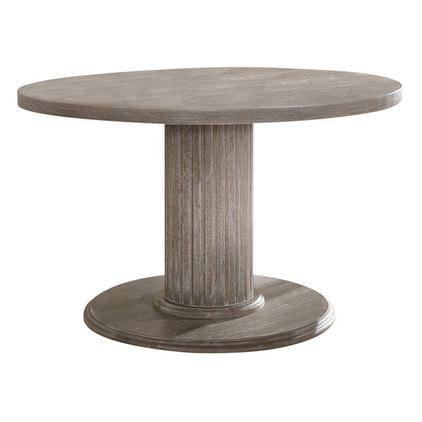 Homeroots 47" Gray Wood Pedestal Base Round Top Dining Table 631270 - main
