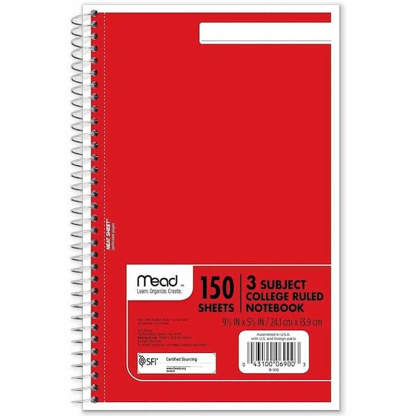 Mead 9-1/2 x 6" Spiral Bound Notebook MEA06900 - main