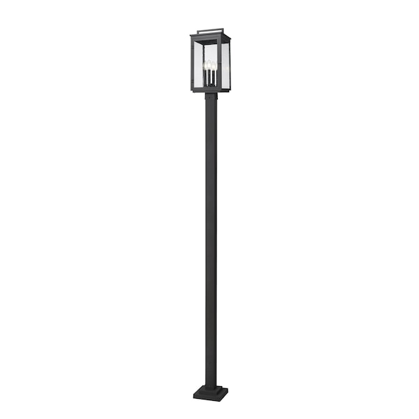 Z-Lite Hartwell 4-Light Outdoor Post Mounted Fixture, 10 in W x 115.25 H, Sand Black 5019PHBS-536P-BK - main