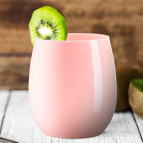 Smarty Had A Party 12 oz Solid Pink Elegant Stemless Plastic Wine Glasses 64 Glasses, 64PK 3712-PNK-CASE - main