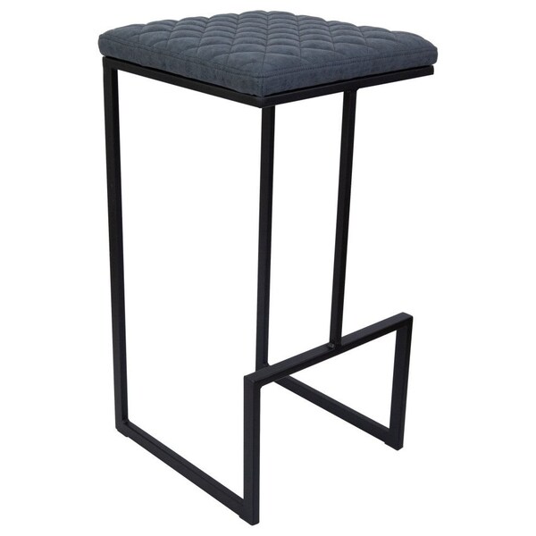 Leisuremod Quincy Quilted Stitched Leather Bar Stools with Metal Frame, Peacock Blue QS29BU - main