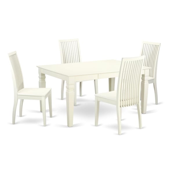 East West Furniture 5 Piece Dinette Set, Linen White, 5PK WEIP5-LWH-W - main