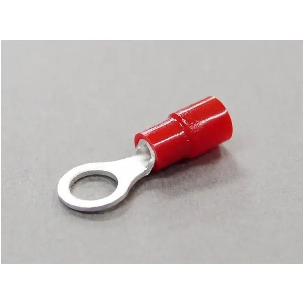 Nichifu Eco-Friendly Polycarbonate Insulated Ring Terminals, Stud 5/16 in, AWG 22-16 TMEX 1.25-8-RED - main
