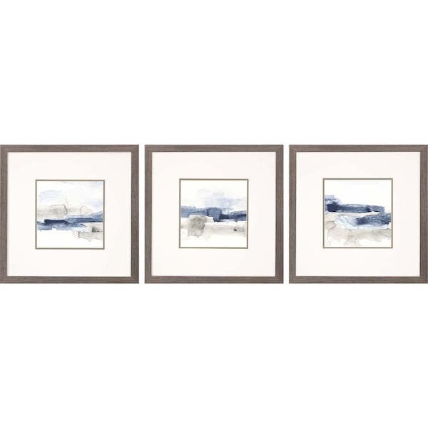Homeroots Set Of Three Shoreline Blues I Framed Art Silver Picture Frame Print Wall Art, 3PK 416423 - main