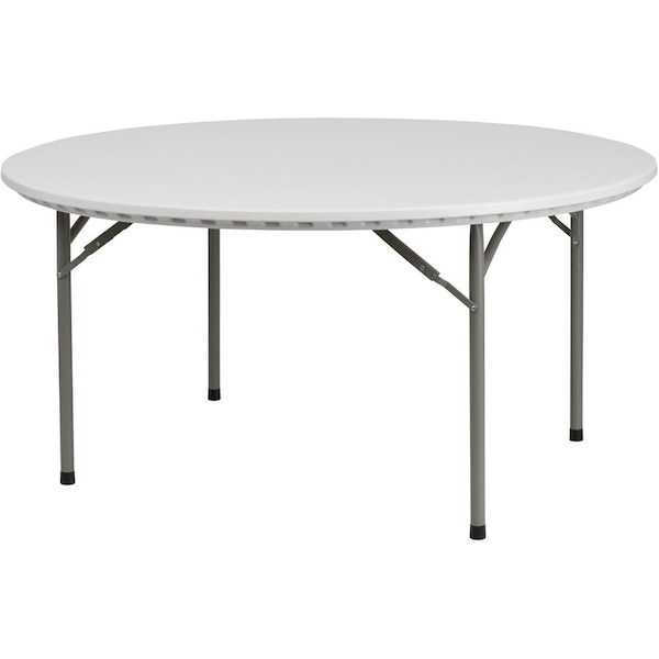 Flash Furniture Round Folding Table, 60" W, 60" L, 29" H, Plastic Top, White RB-60R-GG - main