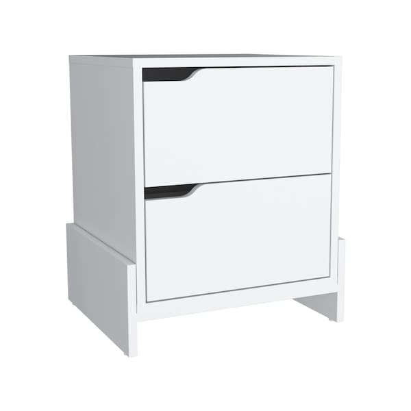 Homeroots 20" White Wood Two Drawer Nightstand 543693 - main