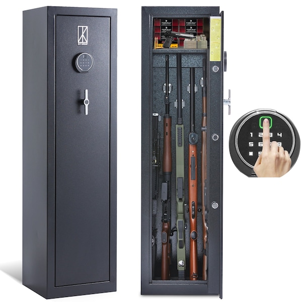 Soulyi Rifle Safe, Fingerprint & Digital Quick Access Gun Cabinet with Removable Shelf for Home 5-7 Rifles ZGZ137-01 - main