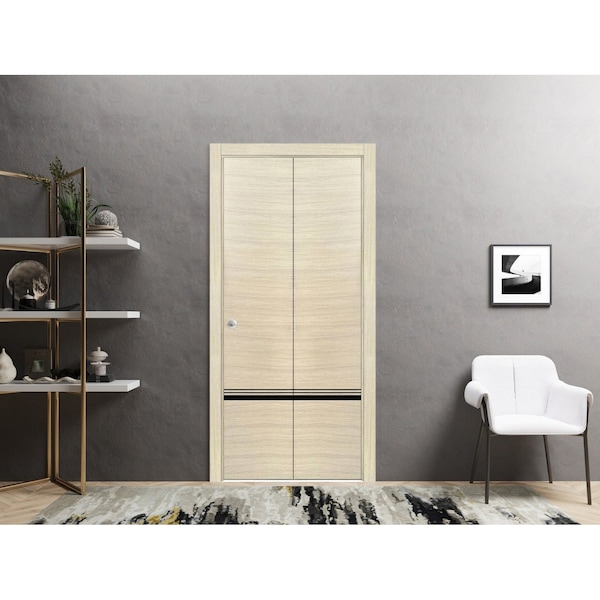 Sartodoors Sliding Closet Bi-fold Doors, Planum 0012 Natural Veneer and Aluminum Strips, Sturdy Tracks Molding PLANUM0012BF-SHP-36 - main