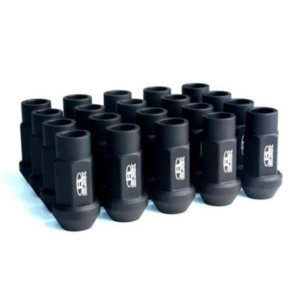 Blox Racing 12 x 1.5 mm Street Series Forged Lug Nuts, Flat Black - Set of 20 BXAC-00104-SSFB - main