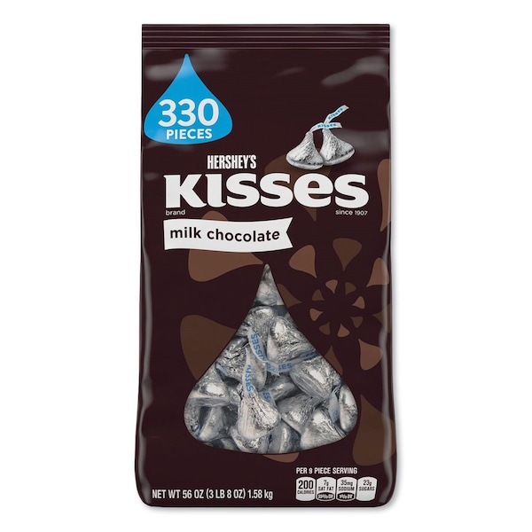 Hersheys KISSES, Milk Chocolate, Silver Wrappers, 56 oz Bag 209-00054 - main