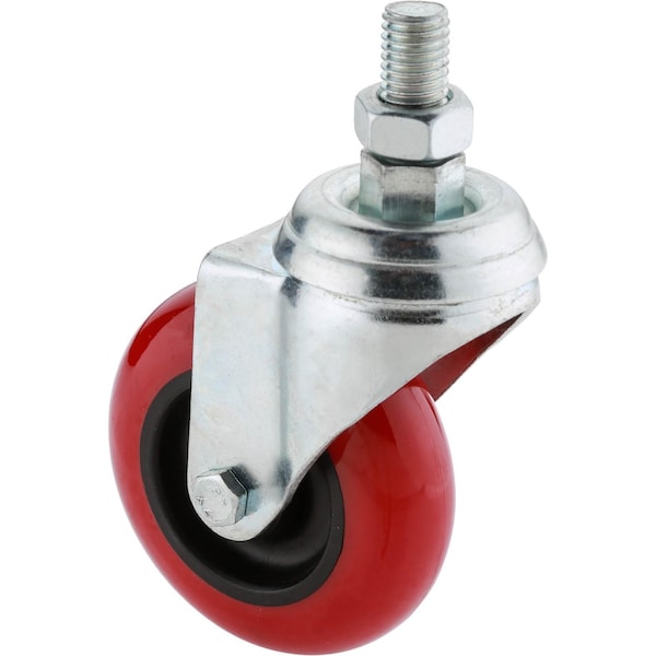 Steelex 3" Red Polyurethane Swivel Caster Threaded D2613 - main