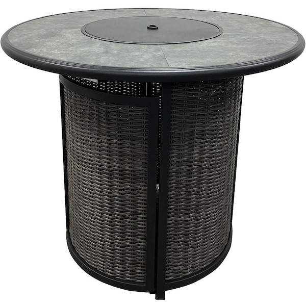 Home Creations Seasonal Trends High Wicker Dining Table, 42.13 in W, 42.13 in D, 36 in H, Steel Frame, Round Table H23S7430R - main