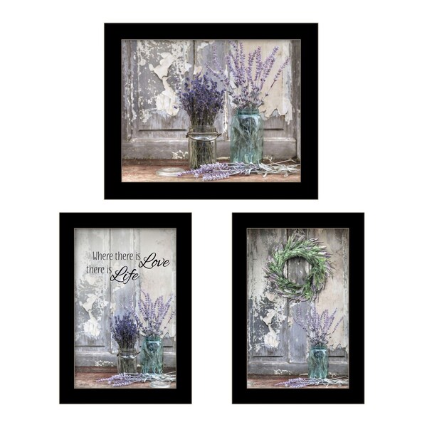Homeroots Set Of Three Abundance of Beauty Black Framed Print Wall Art, 3PK 408211 - main