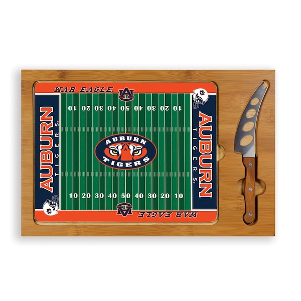 Picnic Time Family Of Brands NCAA Auburn Tigers Football Field Icon Glass Top Cutting Board & Knife Set 910-00-505-044-0 - main