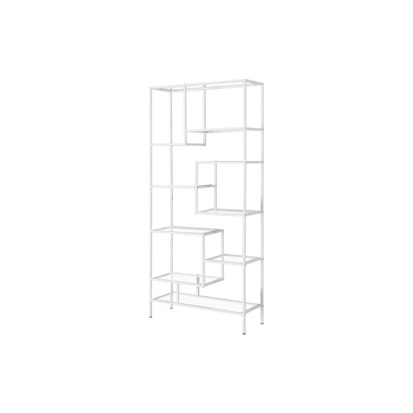 Homeroots 72" White And Clear Metal and Glass Nine Tier Etagere Bookcase 333393 - main