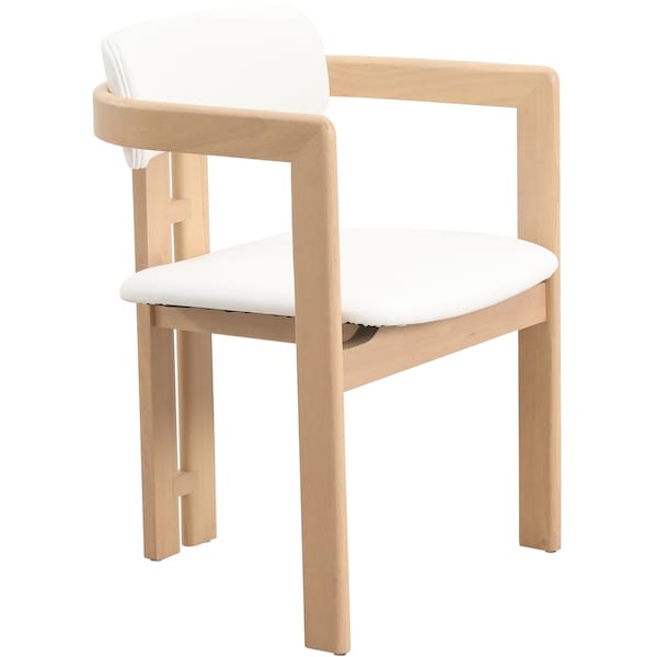 Leisuremod Velo Series Modern Dining Chair in Natrual Wood with White Seat VCNW-51W - main