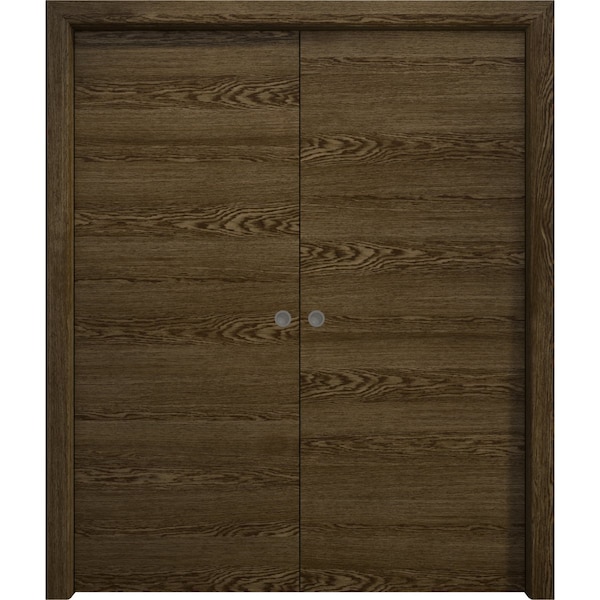 Sartodoors Sliding French Double Pocket Doors 36 x 80 inches, Ego 5000 Marble Oak, Kit Rail Hardware, Solid EGO5000DP-DMR-36 - main