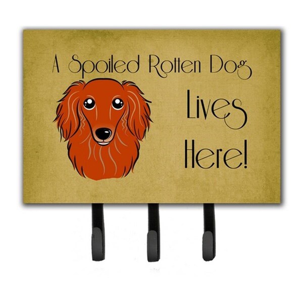 Carolines Treasures Longhair Red Dachshund Spoiled Dog Lives Here Leash and Key Holder BB1462TH68 - main