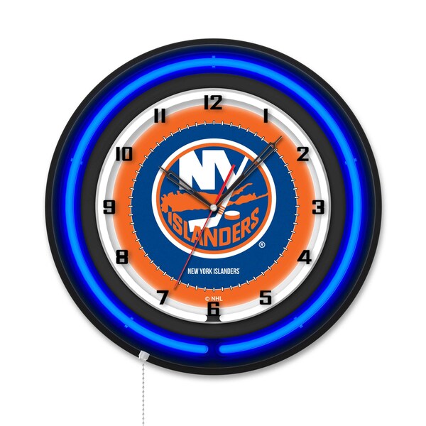 Holland Bar Stool New York Islanders 19 Double Neon Wall Clock Clk19BK - main