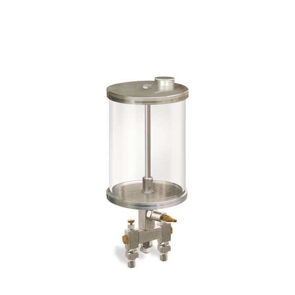 Oil-Rite 1/2 gal Capacity Multiple Feed Manual Lubricator w/Acrylic Reservoir - 2, 1/4in. OD Tube, Cntr Post B3153-064A02B111GW - main