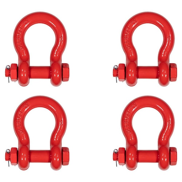 Mytee Products 1 in Anchor Shackle Forged Carbon Steel w/Safety Screw Pin 17,000 lbs WLL, 4PK SHACKLE-ANCHOR-BT-1x4 - main