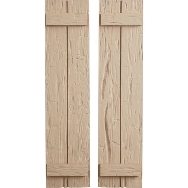Ekena Millwork Rustic Two Board Joined Board-n-Batten Hand Hewn Faux Wood Shutters, 11W x 48H, PR SHUBJS11X48HHPR - main