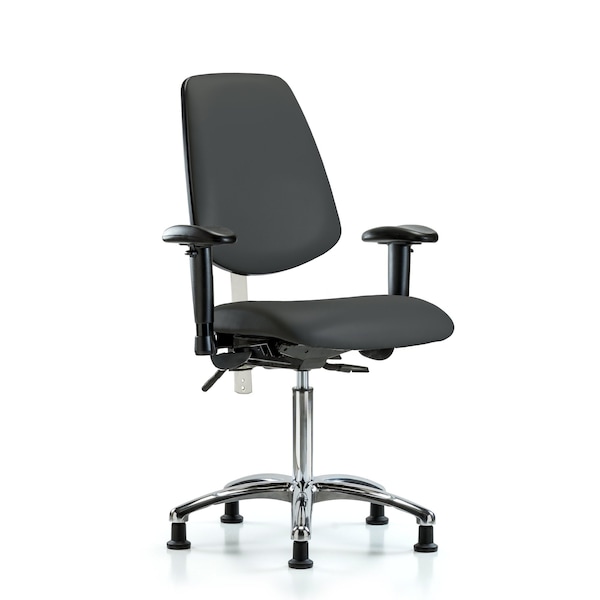 Blue Ridge Ergonomics Clean Room Chair Vin Med Ben Chair, Med, Bk, Gry, CL100, Adjustable Arms, 22" to 29" Height, Vinyl BR-NCR-VMBCH-MB-CR-T1-A1-NF-RG-8605 - main