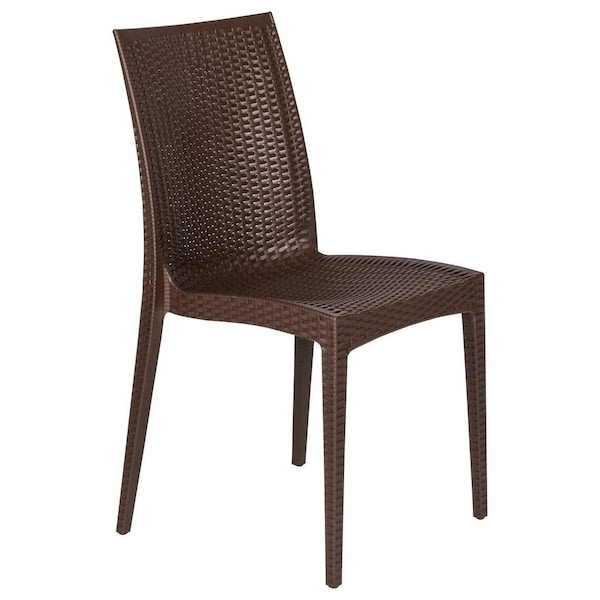 Leisuremod Weave Mace Indoor/Outdoor Dining Side Chair, Brown MC19BR - main