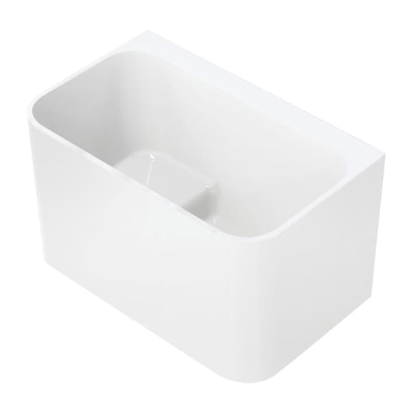 Kingston Brass 47" Acrylic Rectangular Back-to-Wall Freestanding Tub with Drain and Integrated Seat, Glossy White VTSQ472726S - main