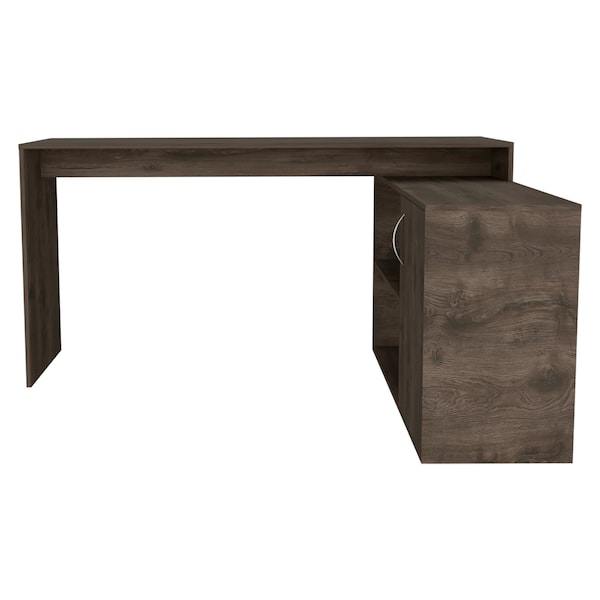 Homeroots 60" Dark Brown Wood L Shape Writing Desk 535154 - main