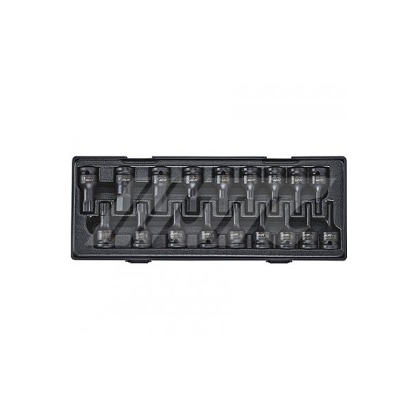 Jtc Auto Tools 1/2in DR 18pcs Impact Bit Socket Set 60L, Star T25-T60, Hex H5-H19, Spline M16H K4181 - main