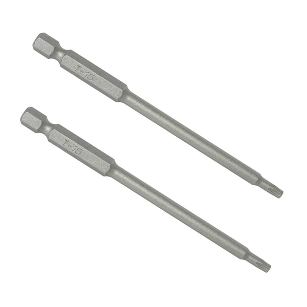 Powertec T15 Torx Driver Bit (2PK) - for Edge Deck Screws, 4in Long, with Depth Stop, 2PK 72187 - main