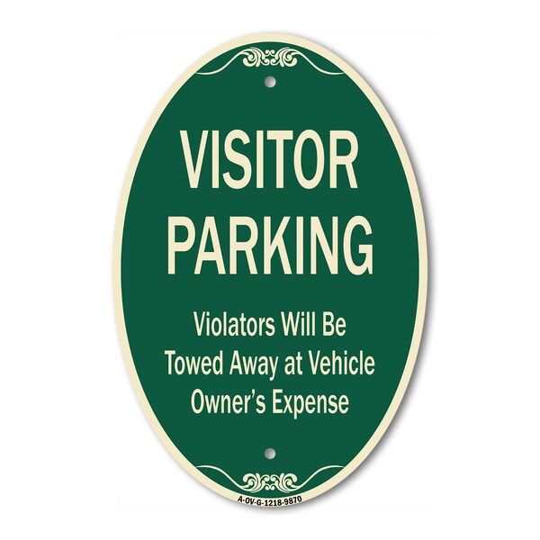 Signmission Visitor Parking Violators Will Be Towed Away , 12 In X 18 In Architectural, Heavy Gauge Aluminum A-OV-G-1218-9870 - main