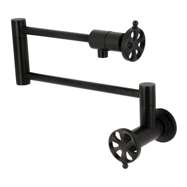 Kingston Brass Wall Mount Pot Filler Faucet, Matte Black KS4100RX - main