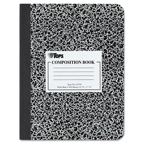 Tops Composition Book w/Hard Cover Wide Rule 93/4 x 71/2 White 100 Sheets/Pad 63795 - main