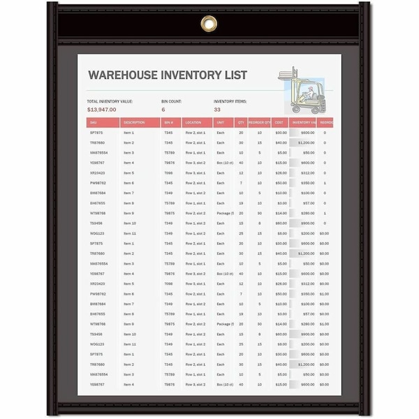 C-Line Products C-Line 45114 Shop Ticket Holders 11 x 14 Clear Front with Black Pressboard Back 25/box 45114 - main