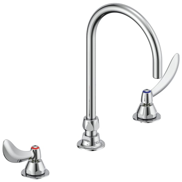 Delta Commercial 23C6 Two Handle Widespread Lavatory Faucet With Gooseneck Spout - Less Pop-Up In Chrome 23C674-R4 - main