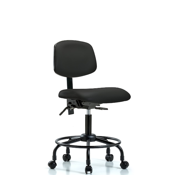 Blue Ridge Ergonomics Desk Chair Desk Chair, Vinyl, Chrome Tilt Glides, Papr, No Arms, 21" to 26" Height, Vinyl, Black BR-VDHCH-RT-T1-A0-RC-8540 - main