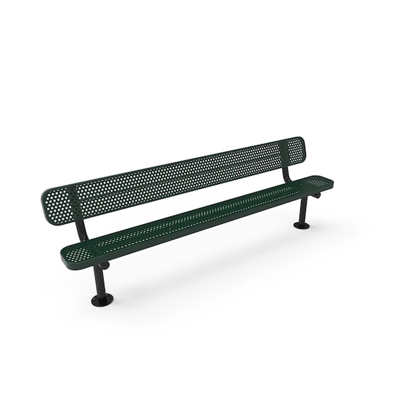 Mytcoat 8ft Outdoor Bench with Back, Surface Mount, Green, Punched Steel, Textured Coating 804232 - main
