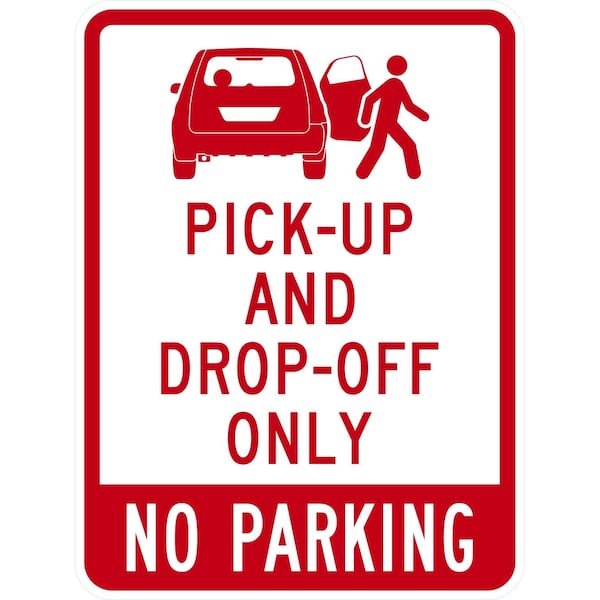 Lyle Pick-up and Drop Off Only No Parking with Graphic, 18x24, High Intensity Prismatic, White G-10418-HI_18x24 - main