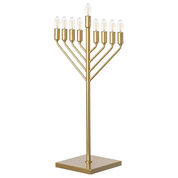 Vintiquewise Chabad Style Gold Finish Hanukkah Menorah for Entryway, Living Room, Office, and Kitchen with LED QI004693.GD - main