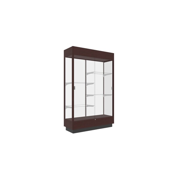 Ghent Heritage Wood Display Case, Lighted, Urban Walnut Oak Hardwood, White Back, 76''H x 48''W x 18''D 893M-WB-U - main