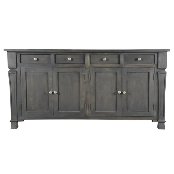 Homeroots 72in Dark Gray Solid Wood Four Drawer Sideboard with Four Doors 488489 - main