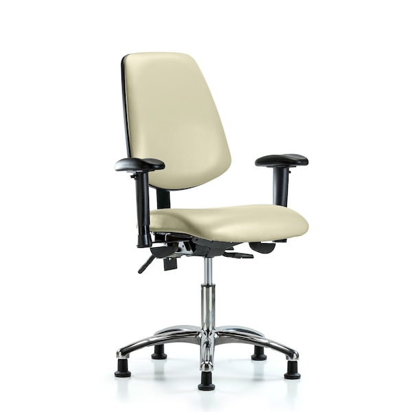 Blue Ridge Ergonomics Desk Chair Desk Chair, Vinyl, Med, Bk, Glds, Wht, Adjustable Arms, 18" to 23" Height, Vinyl, Adobe White BR-VDHCH-MB-CR-T1-A1-RG-8501 - main