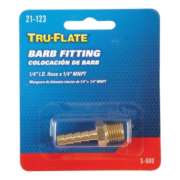 Tru-Flate 0.25 in. NPT Fitting HoseBarb Male Brass T2F-21123 - main