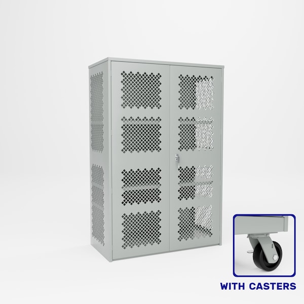 Pucel Heavy Duty Storage Cabinet with Casters, 48in W x 78in H x 24in D, Perforated Doors and Sides, Gray HDSC-4872-24-4C-PERF - main