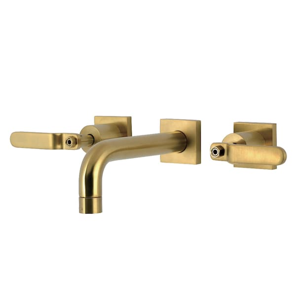 Kingston Brass Double-Handle Wall Mount Bathroom Faucet, Brushed Brass KS6127KL - main